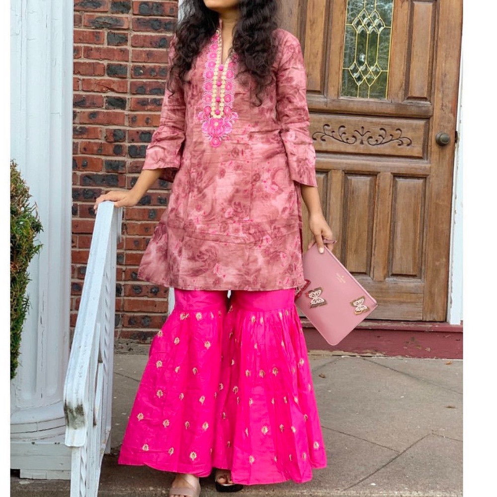 Kurta set with Silk Flared gharara style pant